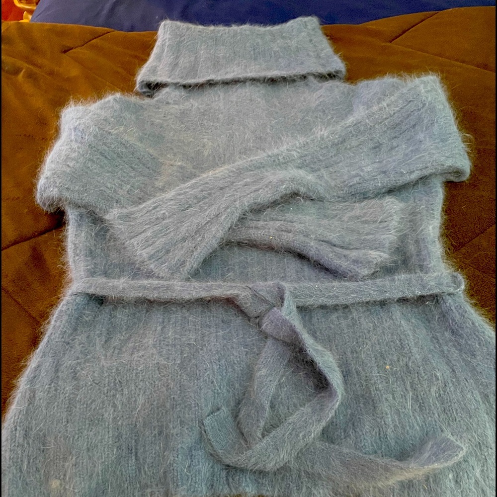 INC soft blue belted sweater